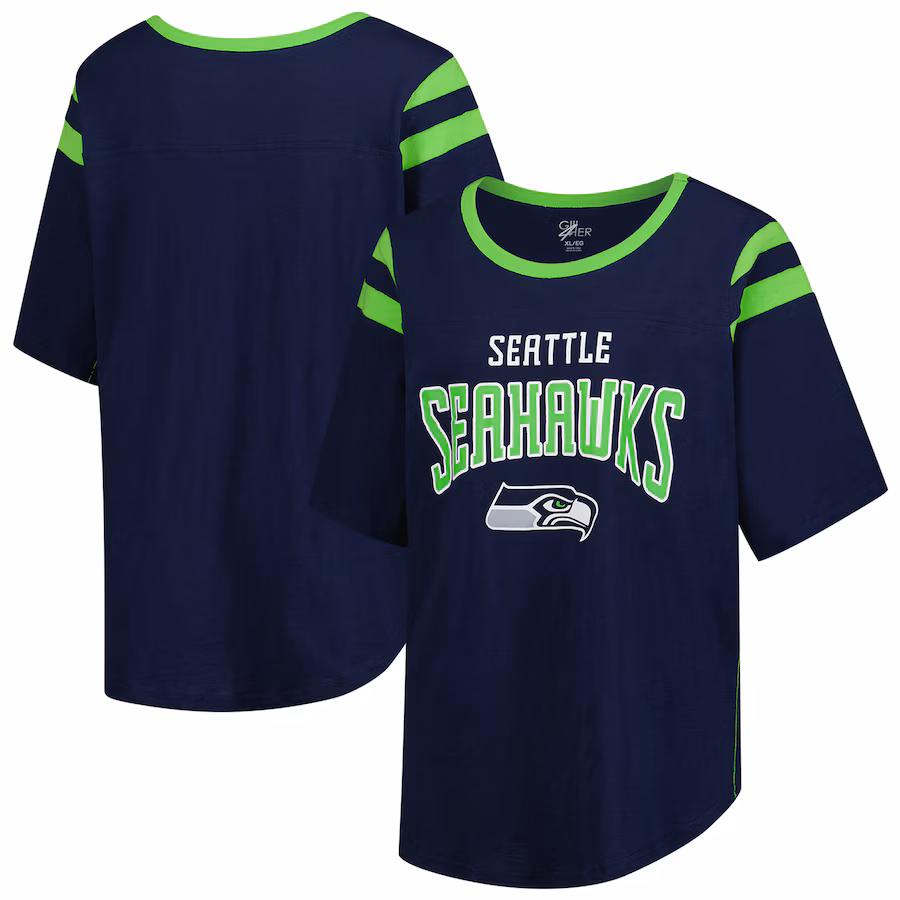 Women's Seattle Seahawks G-III 4Her by Carl Banks College Navy Plus Size Linebacker T-Shirt