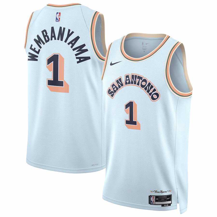 Unisex San Antonio Spurs Victor Wembanyama Nike Light Blue 2024/25 Swingman Player Jersey - City Edition