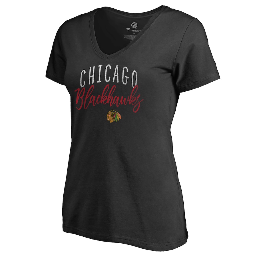 Women's Chicago Blackhawks Black Graceful V-Neck T-Shirt