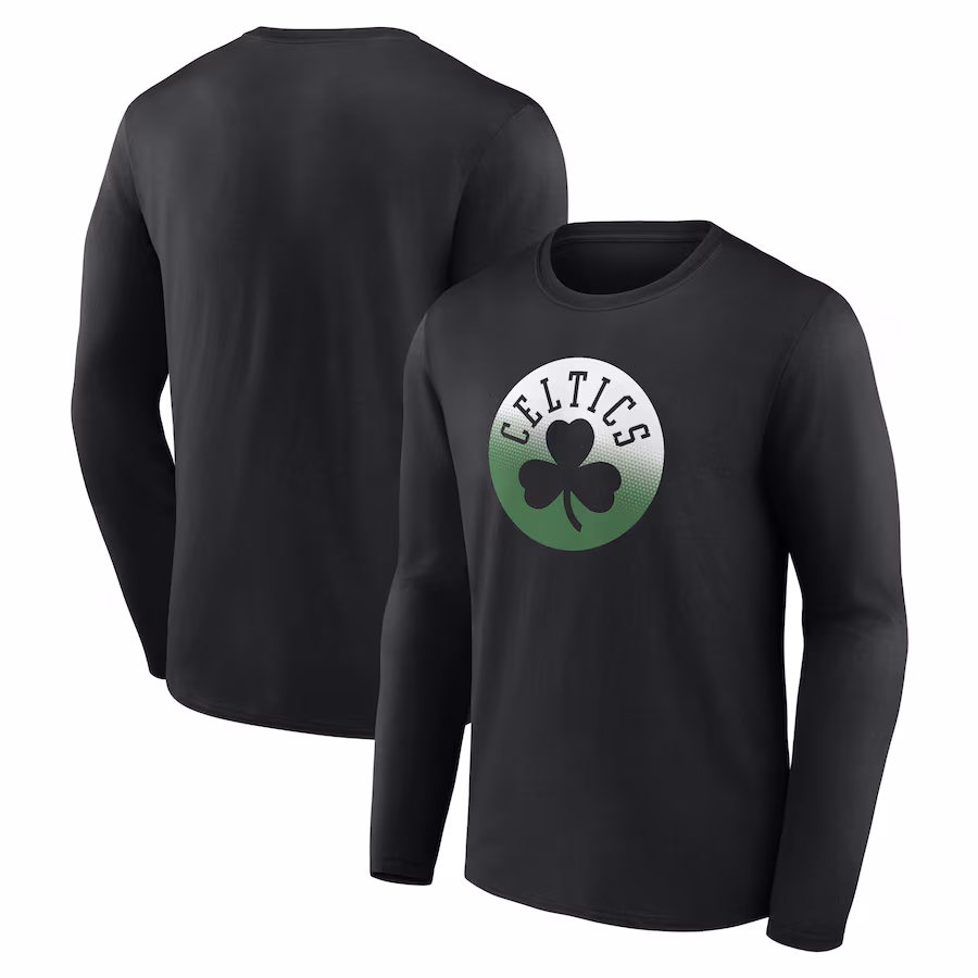 Men's Boston Celtics Black Gradient Logo Long Sleeve T-Shirt