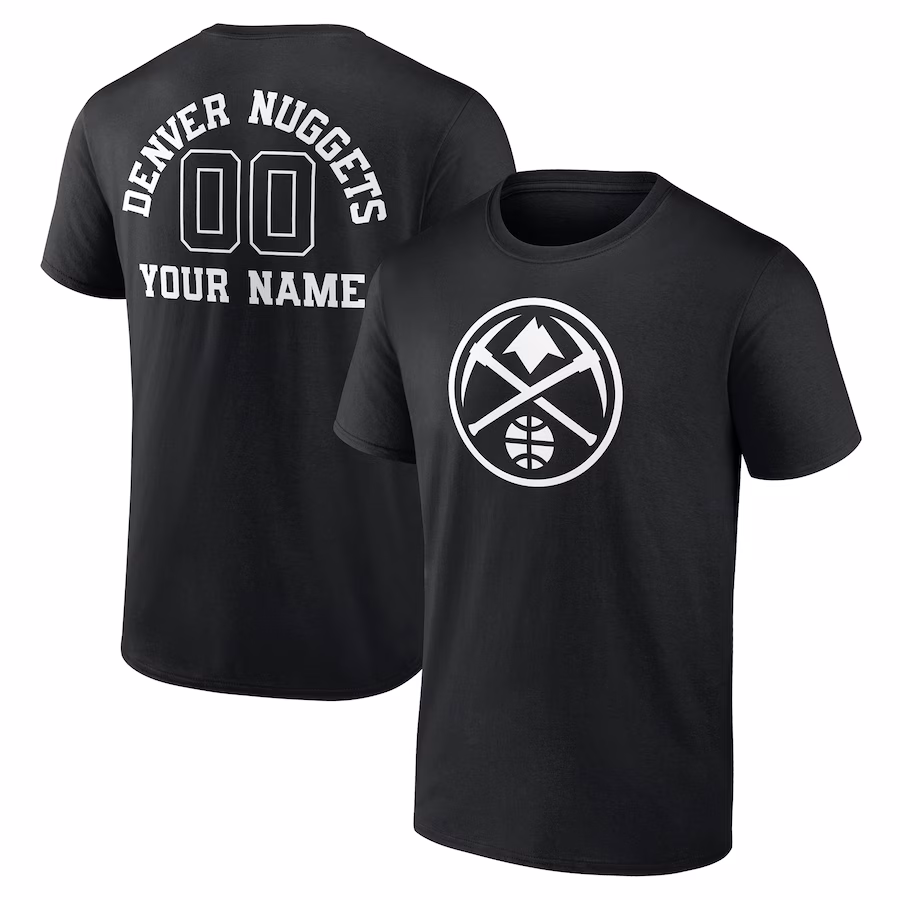 Men's Denver Nuggets Black Personalized Name & Number Monochrome T-Shirt