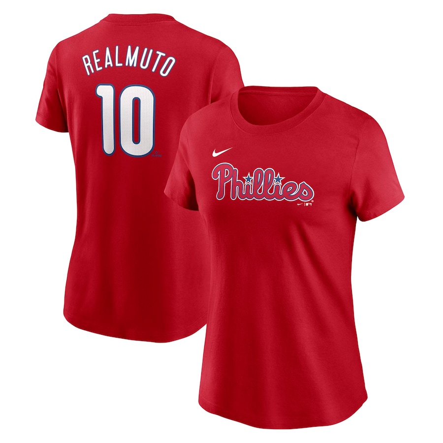 Women's Philadelphia Phillies J.T. Realmuto Nike Red Fuse Name & Number T-Shirt