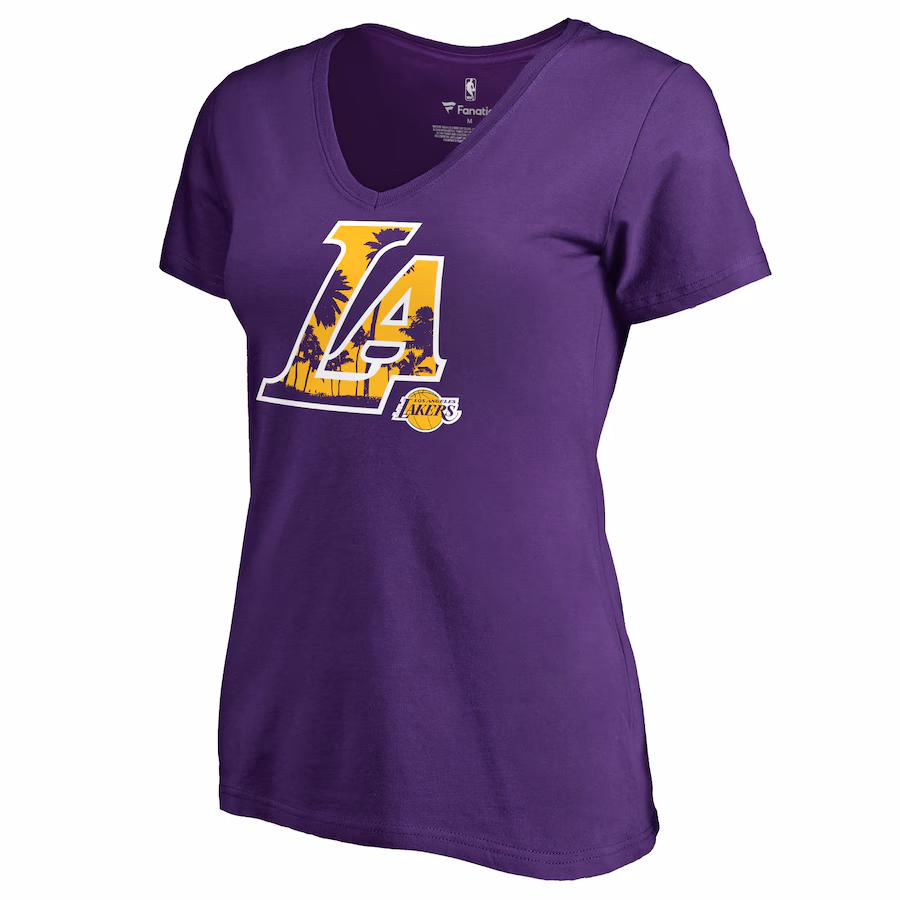 Women's Los Angeles Lakers Purple Sunset Blvd Hometown Collection T-Shirt