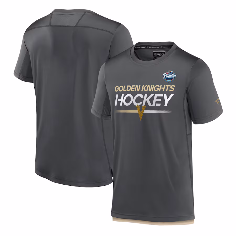Men's Vegas Golden Knights Fanatics Charcoal 2024 NHL Winter Classic Authentic Pro Tech T-Shirt