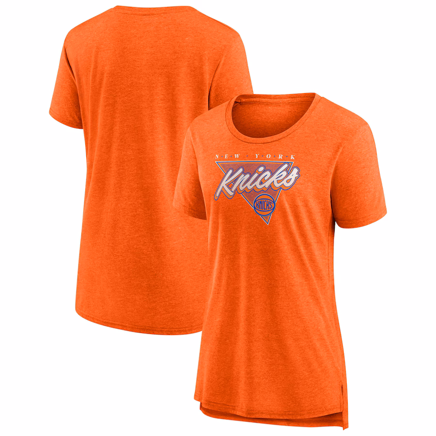 Women's New York Knicks Fanatics Heathered Orange True Classics Tri-Blend T-Shirt