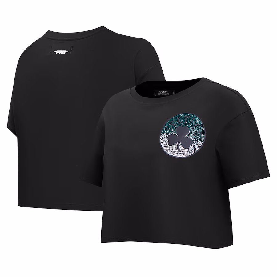 Women's Boston Celtics Pro Standard Black Jewels Boxy Cropped T-Shirt