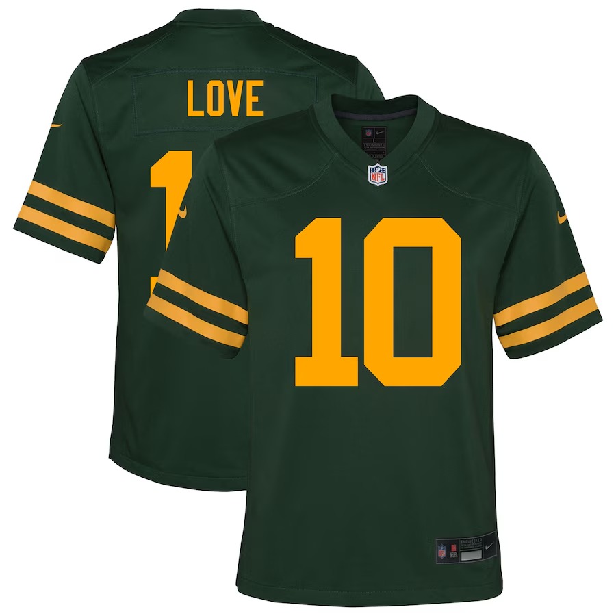 Youth Green Bay Packers Jordan Love Nike Green Alternate Game Jersey