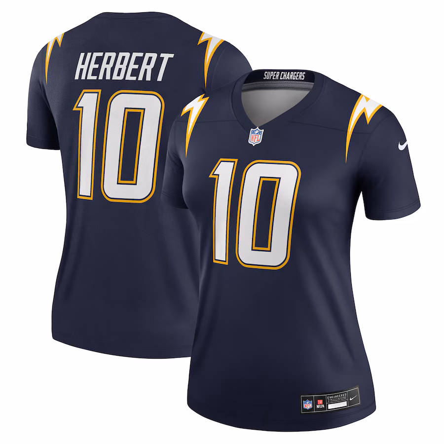Women's Los Angeles Chargers Justin Herbert Nike Navy Alternate Super Chargers Legend Player Performance Top