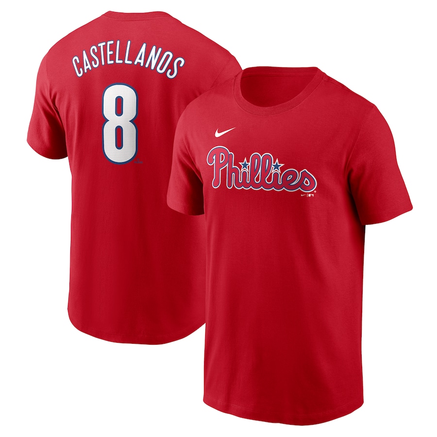 Men's Philadelphia Phillies Nick Castellanos Nike Red Fuse Name & Number T-Shirt