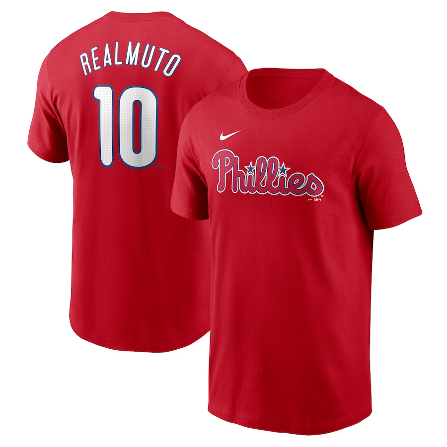 Men's Philadelphia Phillies J.T. Realmuto Nike Red Fuse Name & Number T-Shirt
