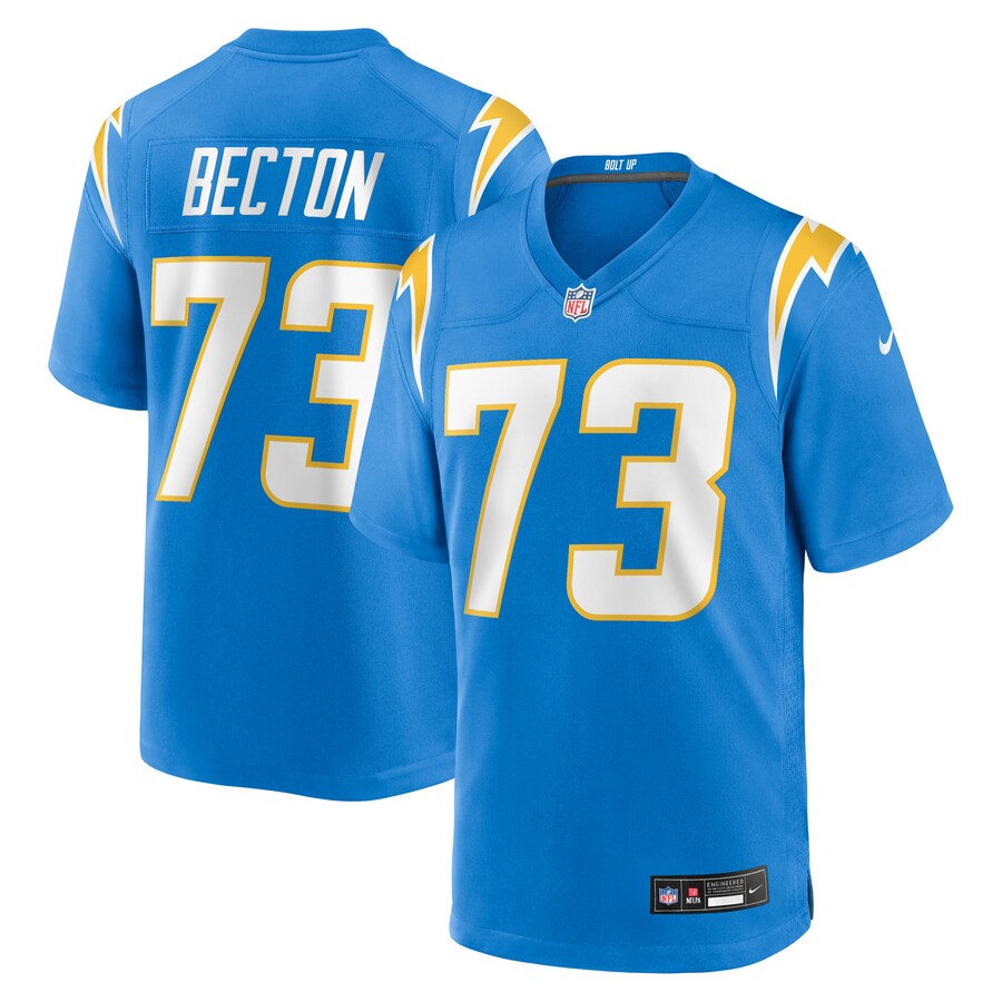 Men's Los Angeles Chargers Mekhi Becton Nike Powder Blue Team Game Jersey