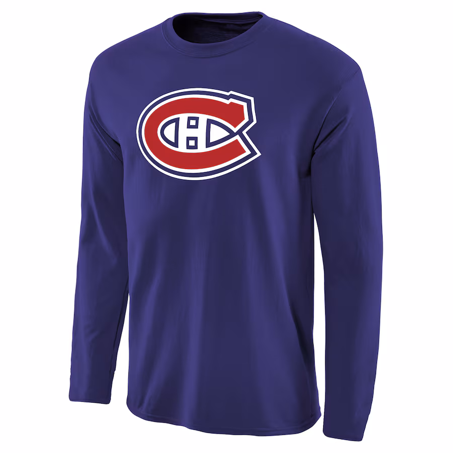 Men's Montreal Canadiens Royal Team Primary Logo Long Sleeve T-Shirt