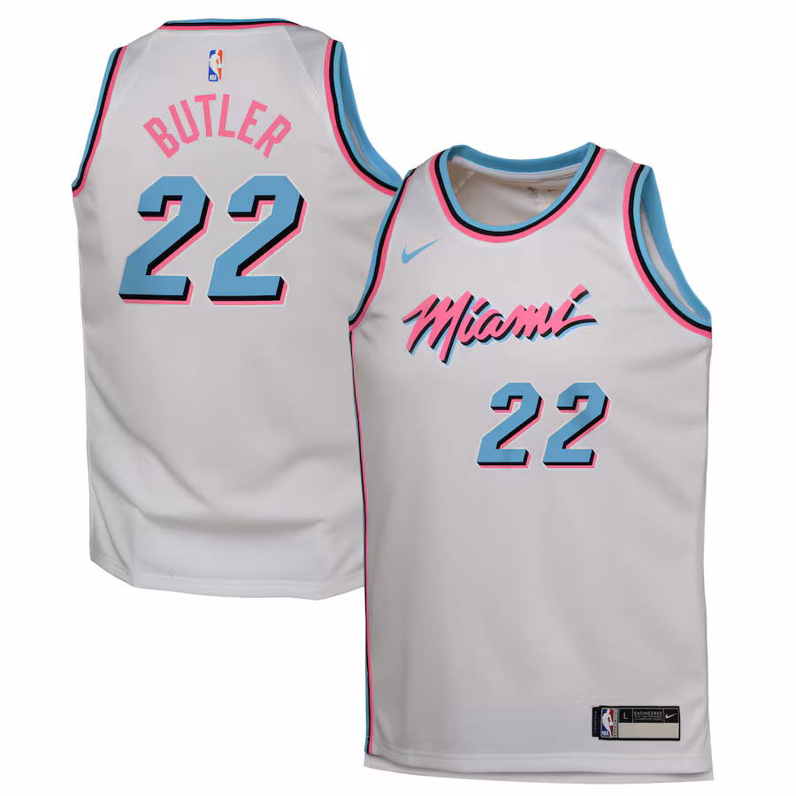 Youth Miami Heat Jimmy Butler Nike White 2024/25 Swingman Player Jersey - City Edition
