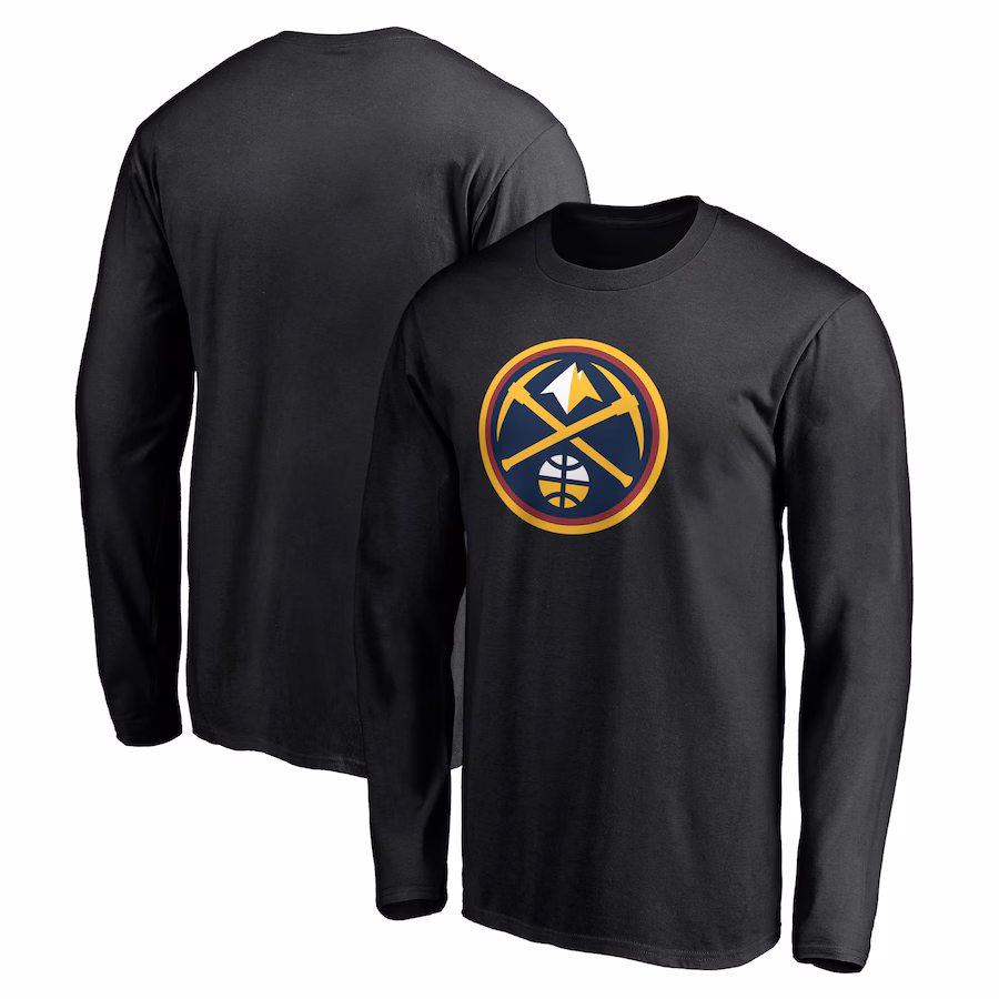 Men's Denver Nuggets Black Primary Team Logo Long Sleeve T-Shirt