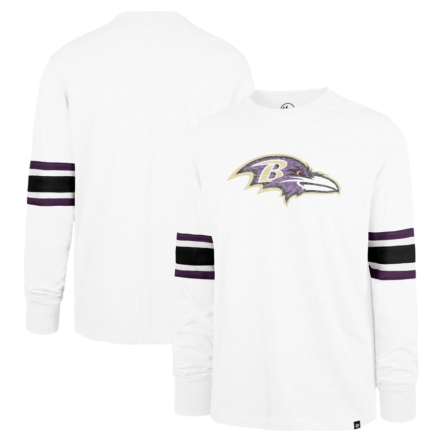 Men's Baltimore Ravens '47 White Gridiron Premier Brex Long Sleeve T-Shirt