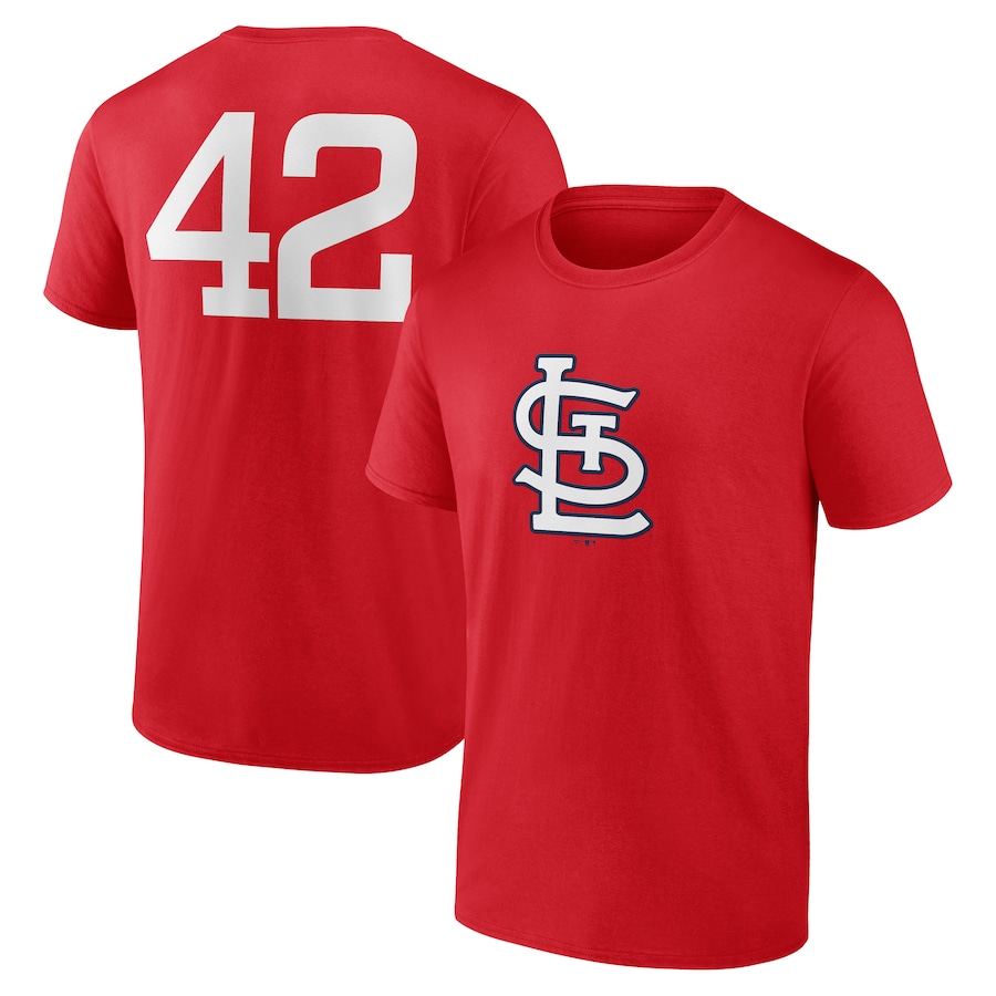 Men's St. Louis Cardinals Red Jackie Robinson Day Name & Number T-Shirt