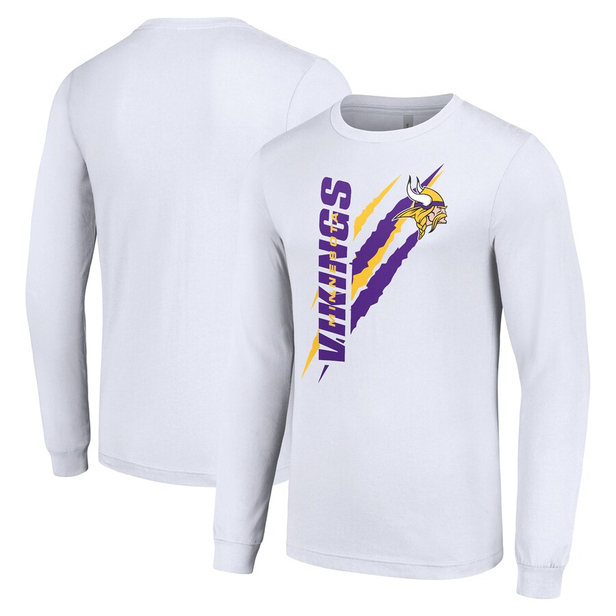 Men's Minnesota Vikings  Starter White Color Scratch Long Sleeve T-Shirt