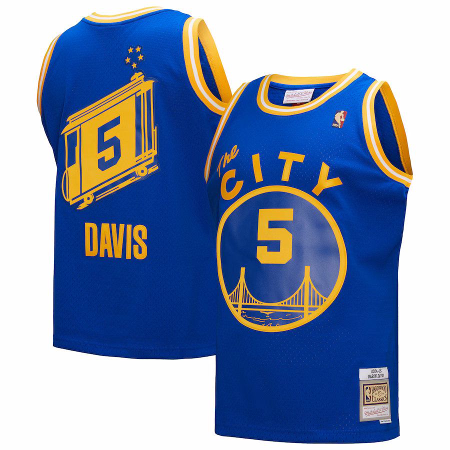 Men's Golden State Warriors Baron Davis Mitchell & Ness Royal Hardwood Classics 2004/05 Swingman Jersey