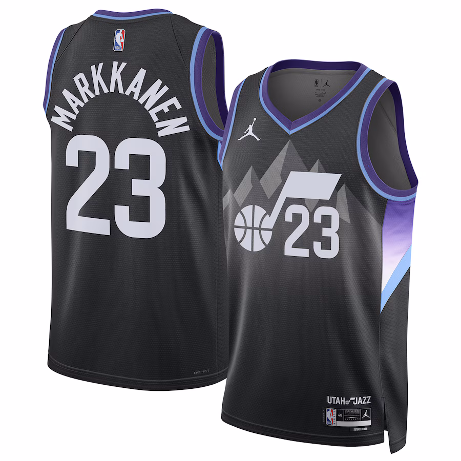 Unisex Utah Jazz Lauri Markkanen Jordan Brand Black 2024/25 Swingman Jersey - Statement Edition