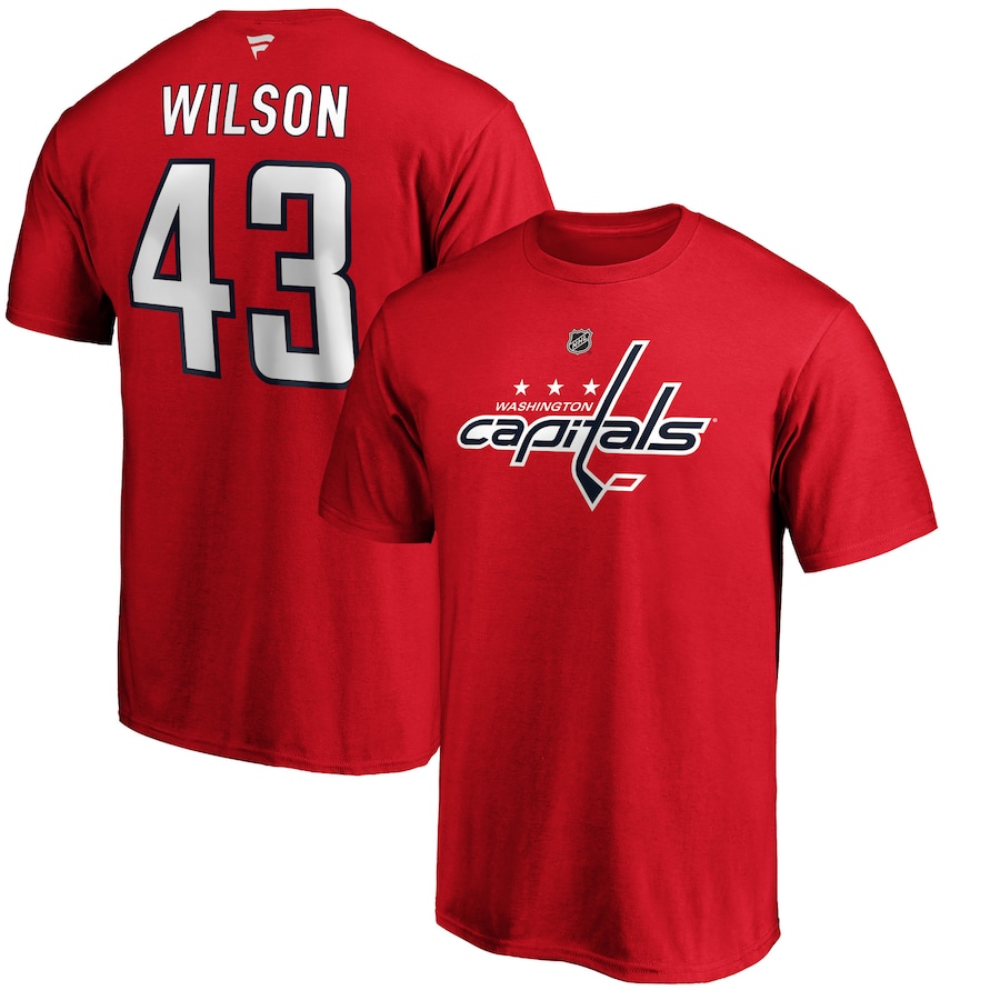 Men's Washington Capitals Tom Wilson Fanatics Red Team Authentic Stack Name & Number T-Shirt
