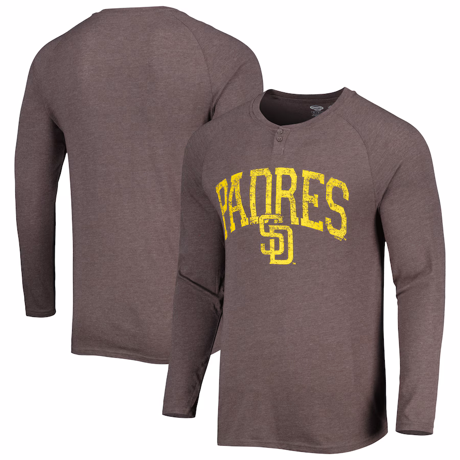 Men's San Diego Padres Concepts Sport Brown Inertia Raglan Long Sleeve Henley T-Shirt