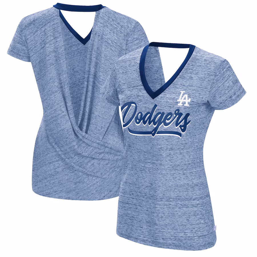 Women's Los Angeles Dodgers Touch Royal Halftime Back Wrap Top V-Neck T-Shirt