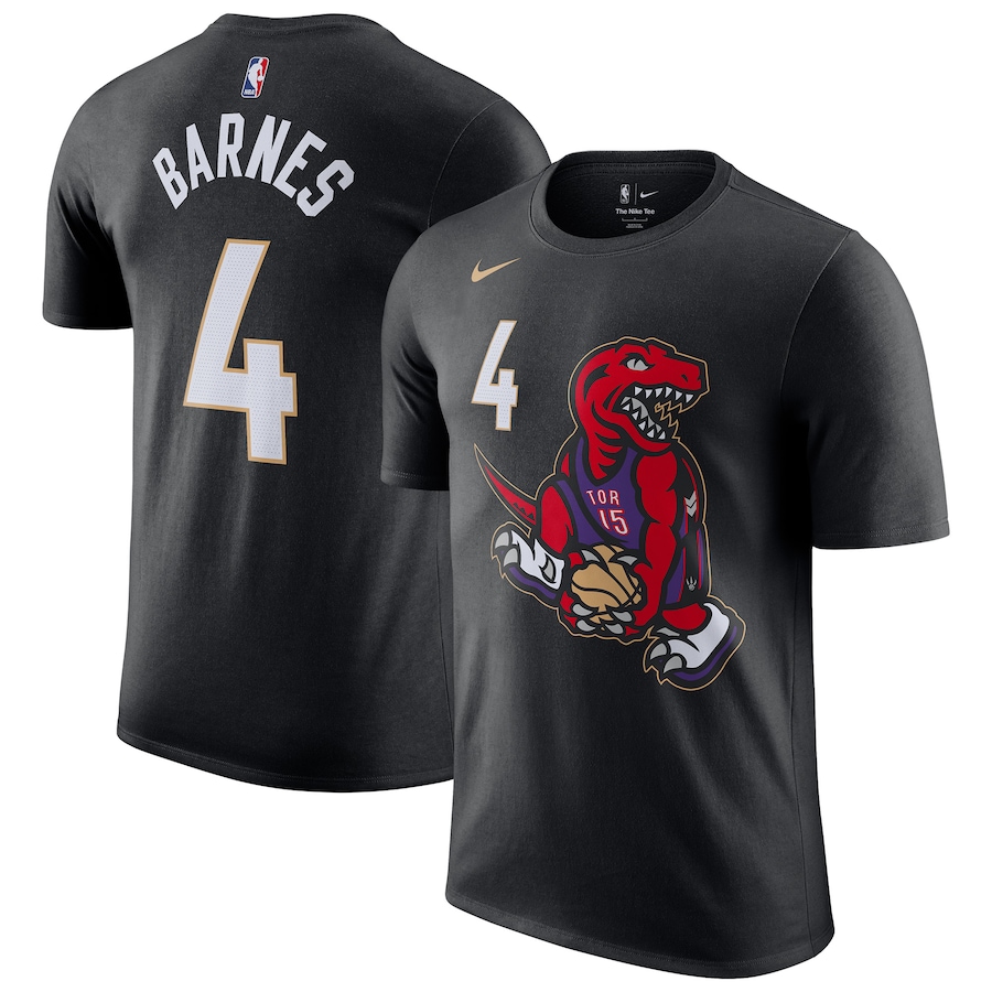 Men's Toronto Raptors Scottie Barnes Nike Black 2024/25 City Edition Name & Number T-Shirt