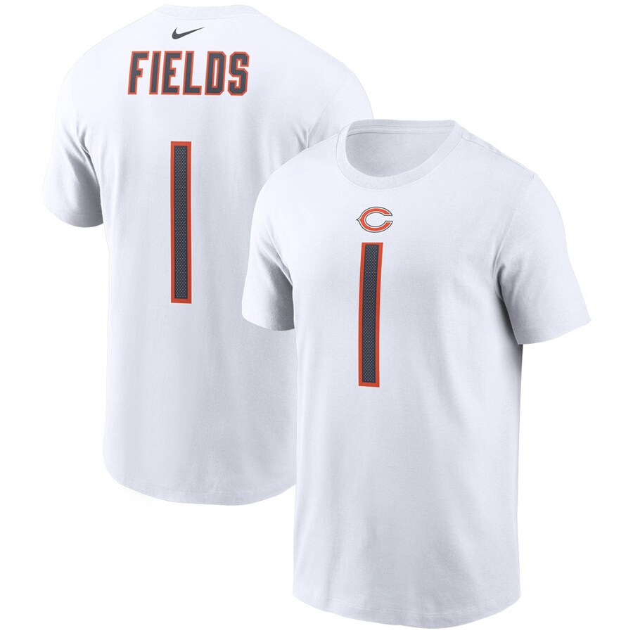 Men's Chicago Bears Justin Fields Nike White Player Name & Number T-Shirt