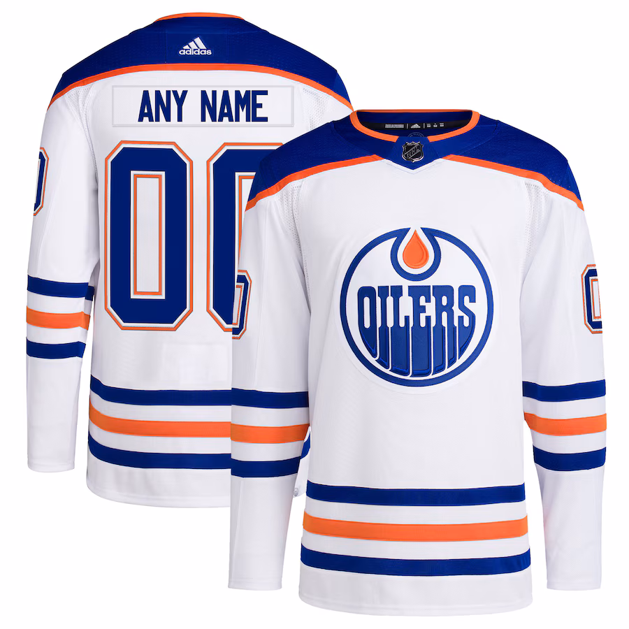 Men's Edmonton Oilers adidas White Away Primegreen Authentic Custom Jersey