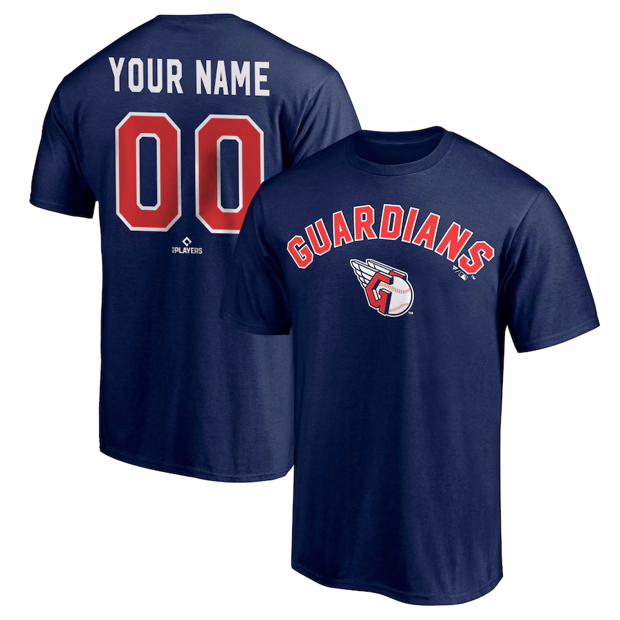 Men's Cleveland Guardians Navy Personalized Winning Streak T-Shirt