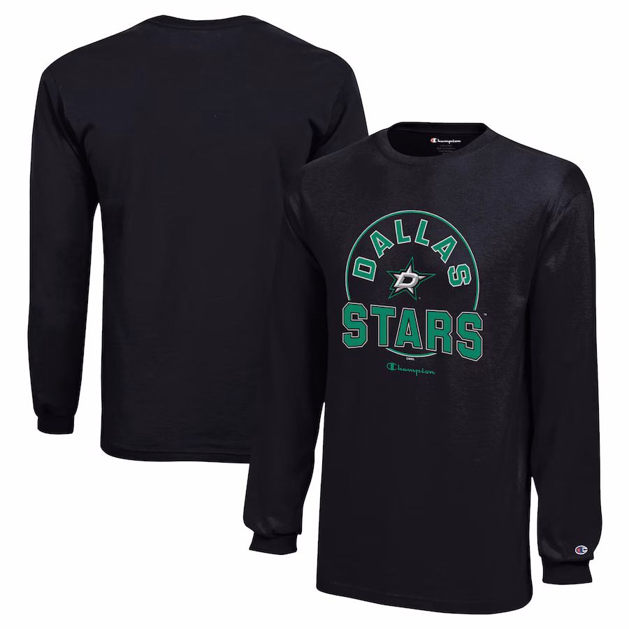 Youth Dallas Stars Champion Black Long-Sleeve Jersey T-Shirt