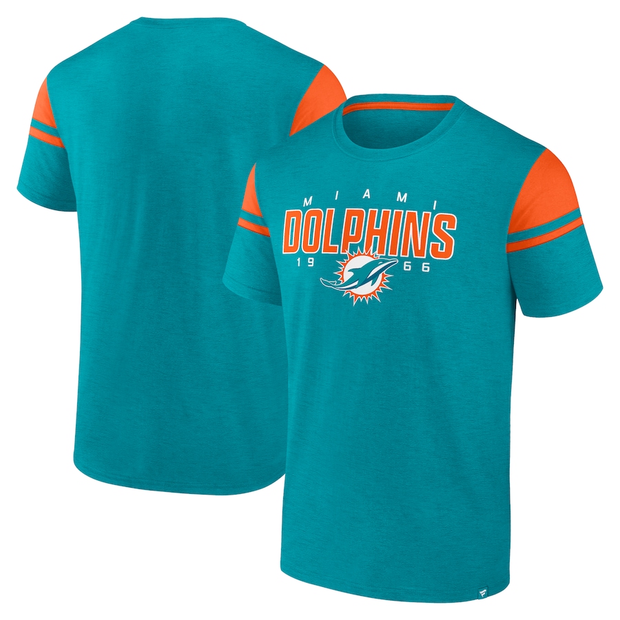 Men's Miami Dolphins Fanatics Aqua Old School Play Slub T-Shirt