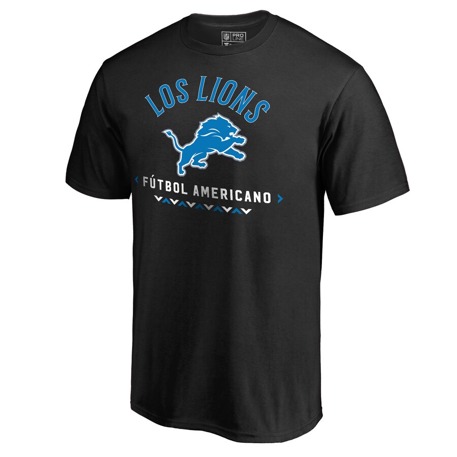 Men's Detroit Lions Black Futbol Americano T-Shirt