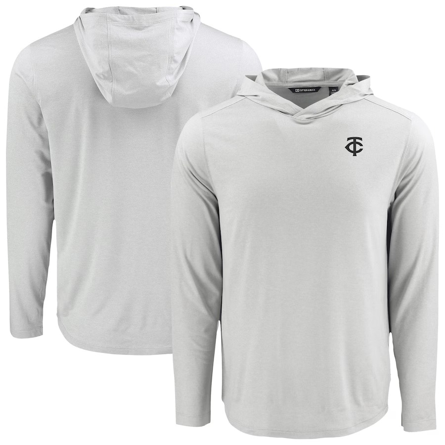 Men's Minnesota Twins Cutter & Buck Gray Coastline Epic Comfort Eco Recycled Hoodie T-Shirt