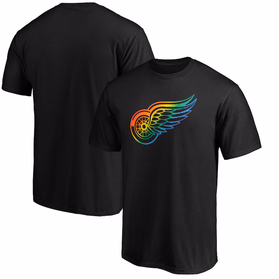 Men's Detroit Red Wings Black Team Pride Logo T-Shirt