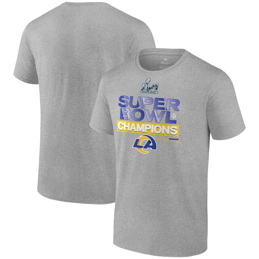 Men's Los Angeles Rams Fanatics Heathered Gray Super Bowl LVI Champions Locker Room Trophy Collection T-Shirt