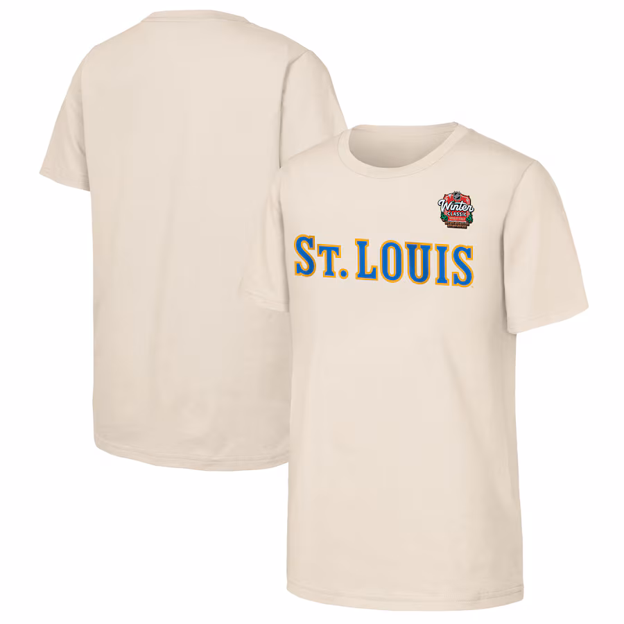Youth St. Louis Blues Tan 2025 NHL Winter Classic Primary Logo T-Shirt