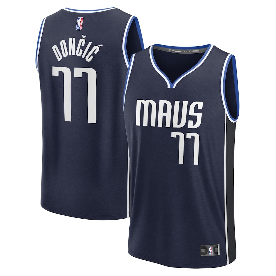 Men's Dallas Mavericks Luka Dončić Fanatics Navy Fast Break Player Jersey - Statement Edition