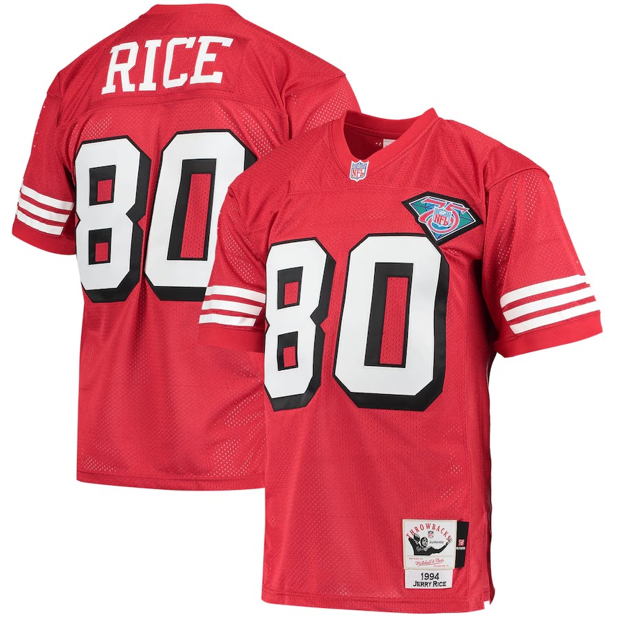 Men's San Francisco 49ers 1994 Jerry Rice Mitchell & Ness Scarlet Authentic Throwback Retired Player Jersey