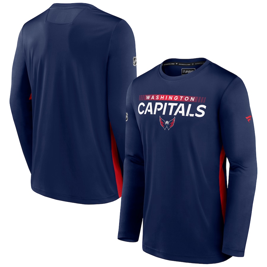 Men's Washington Capitals Fanatics Navy Authentic Pro Rink Performance Long Sleeve T-Shirt