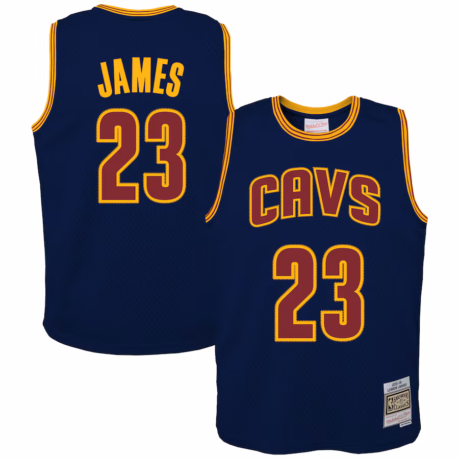 Youth Cleveland Cavaliers LeBron James Mitchell & Ness Navy 2015/16 Hardwood Classics Swingman Jersey