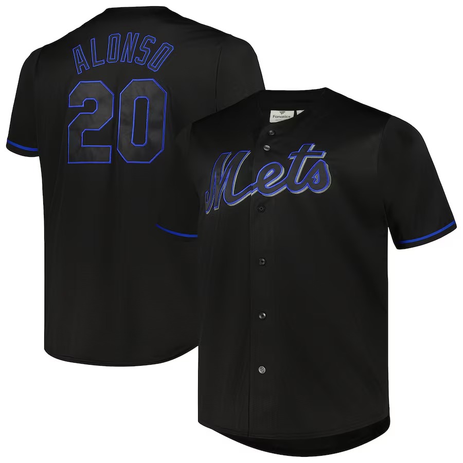 Men's New York Mets Pete Alonso Black Big & Tall Pop Fashion Jersey