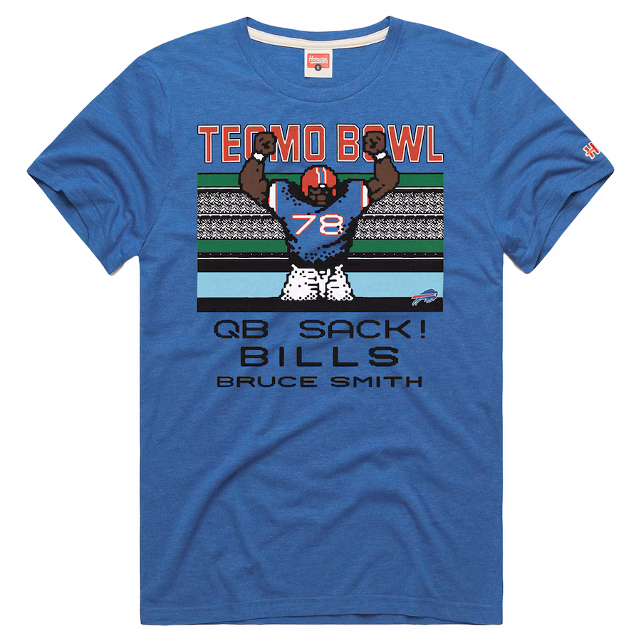 Men's Buffalo Bills Bruce Smith Homage Royal Tecmo Bowl Retired Player Graphic Tri-Blend T-Shirt