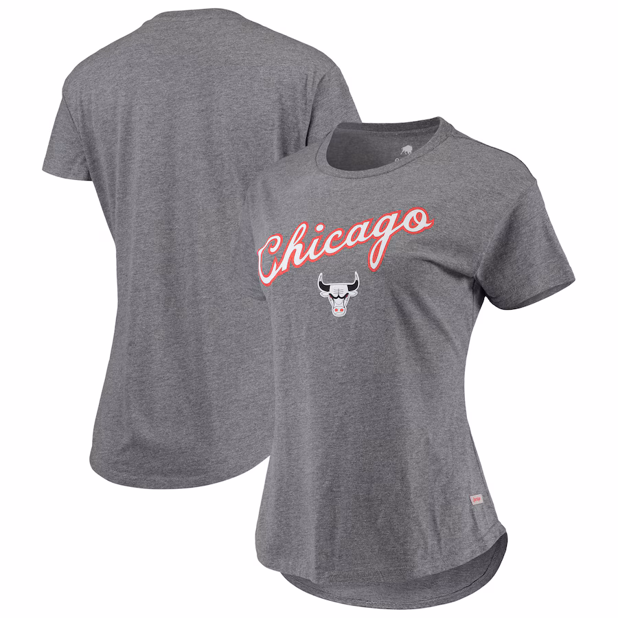 Women's Chicago Bulls Sportiqe Heathered Gray City Edition Phoebe Tri-Blend T-Shirt