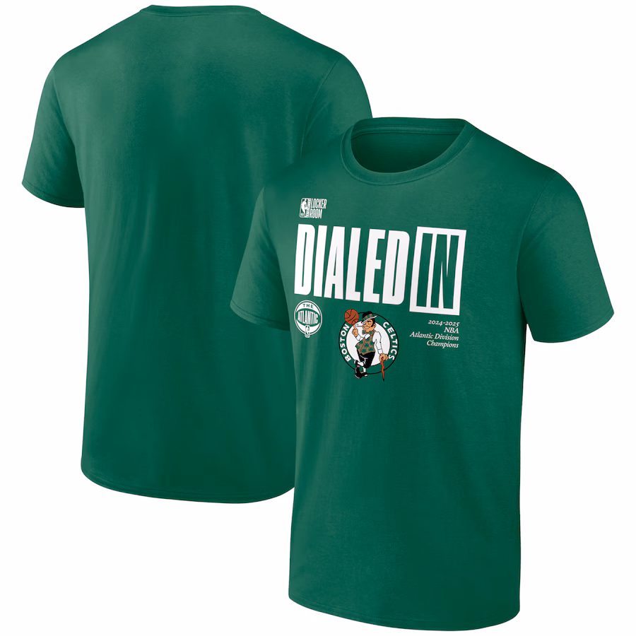 Men's Boston Celtics  Fanatics Kelly Green 2025 Atlantic Division Champions Locker Room T-Shirt