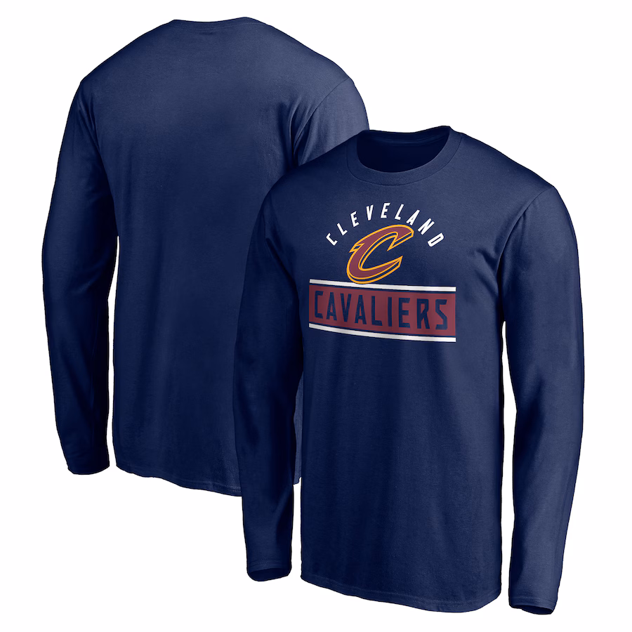Men's Cleveland Cavaliers Navy Team Arch Knockout Long Sleeve T-Shirt
