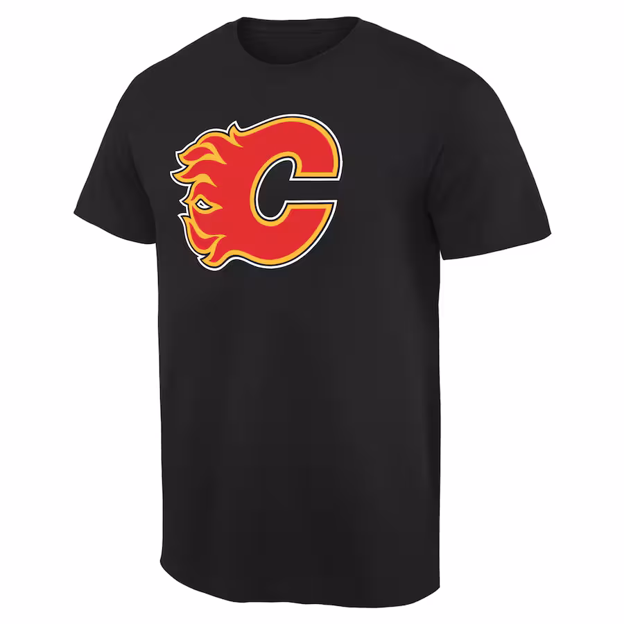Men's Calgary Flames Black Team Primary Logo T-Shirt