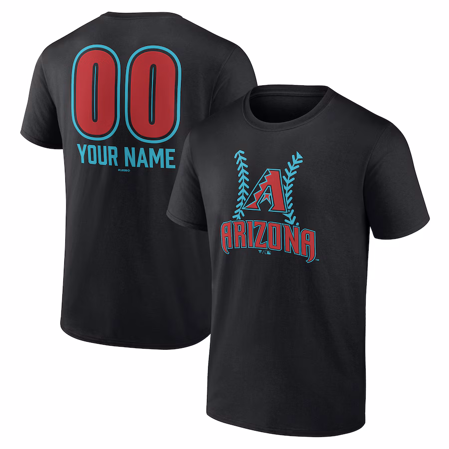 Men's Arizona Diamondbacks Black Personalized Name & Number Fastball T-Shirt