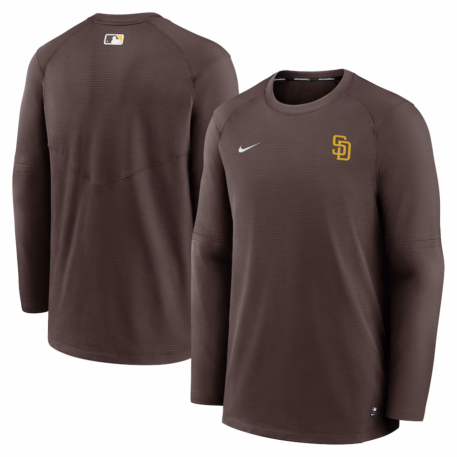 Men's San Diego Padres Nike Brown Authentic Collection Logo Performance Long Sleeve T-Shirt