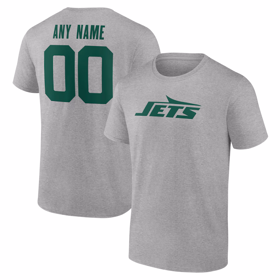 Men's New York Jets  Gray Team Authentic Custom T-Shirt
